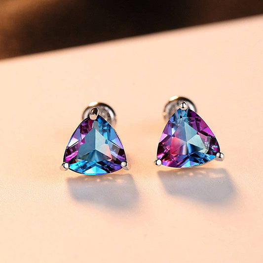 Tiny Rainbow Tourmaline Stud Earrings in 925 Sterling Silver