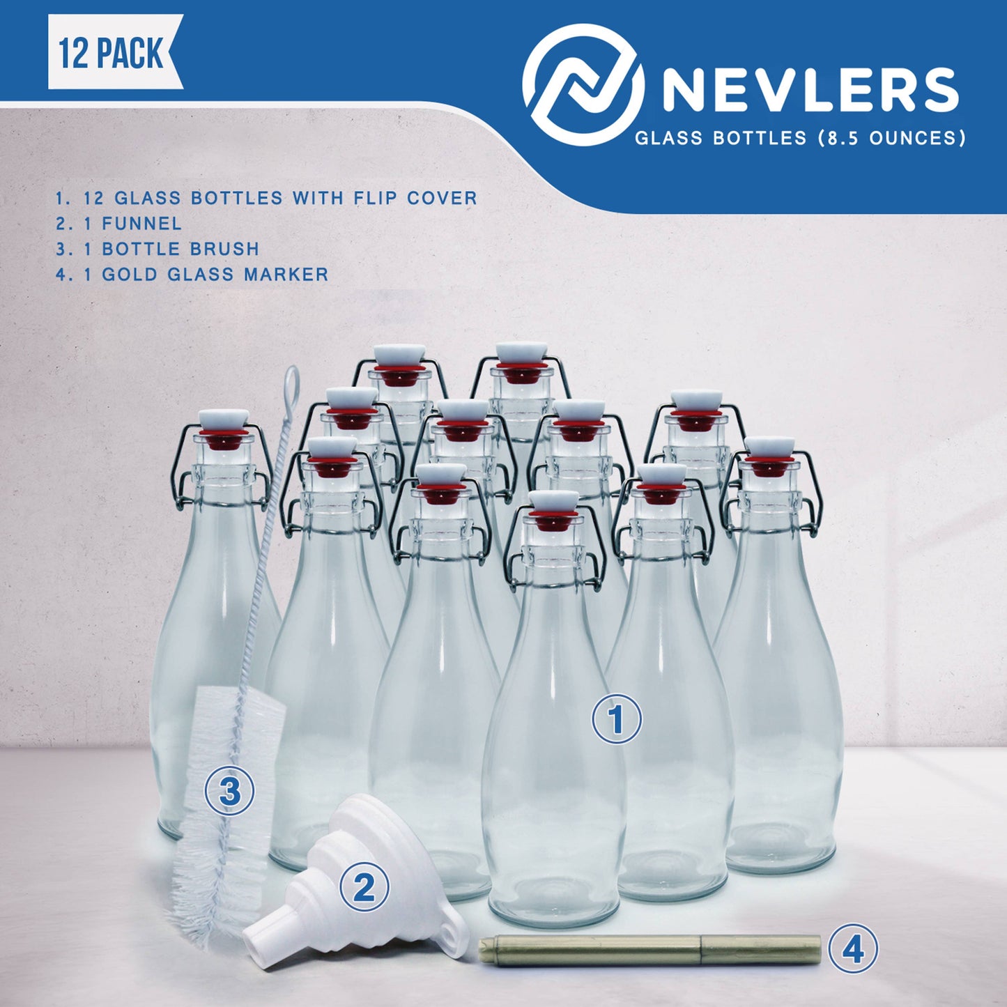 Glass Swing Top Bottles -8.5 oz. Teardrop Design (Set of 12)
