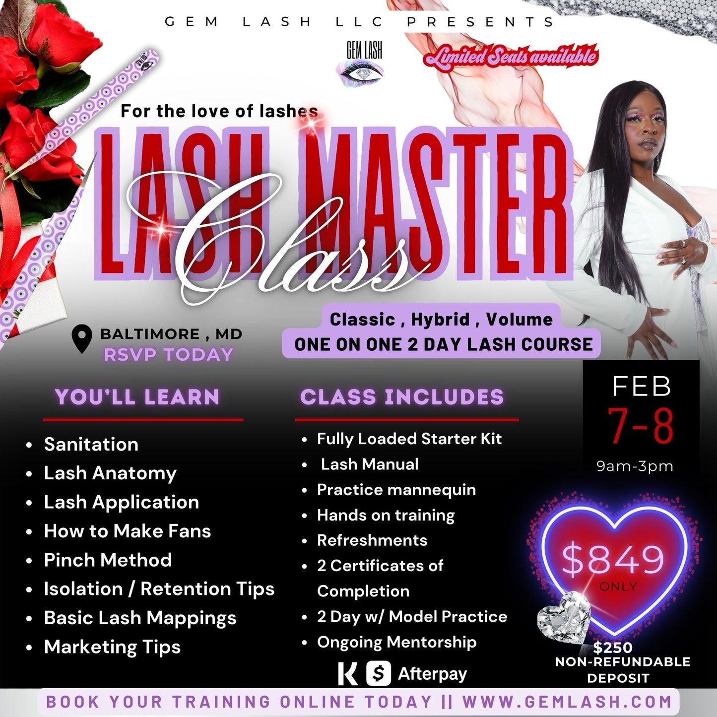 For The Love of Lashes | Lash Training Class in Baltimore | 1-on-1 Lash Certification | Gem Lash