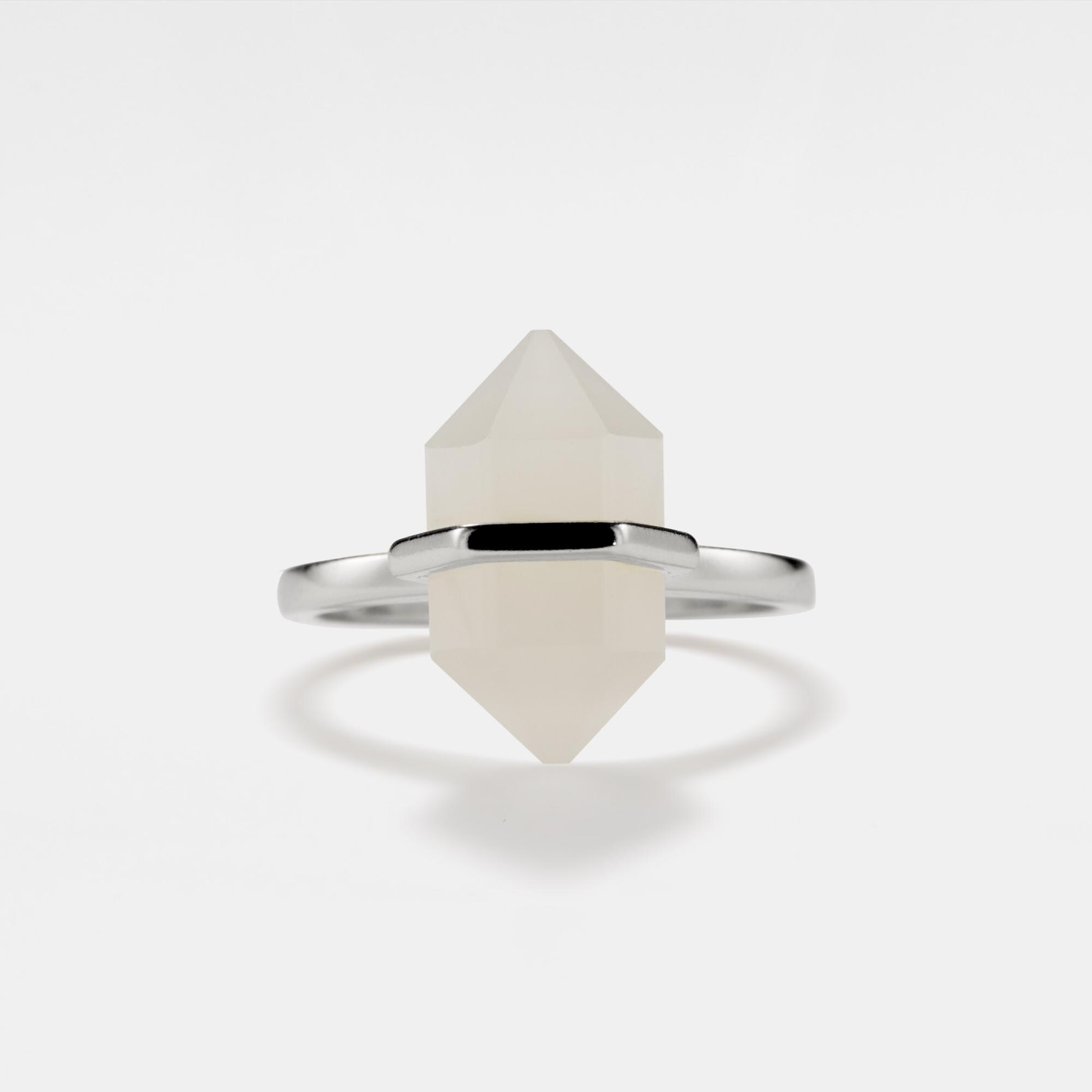 Natural Crystal Moonstone Ring in 925 Sterling Silver