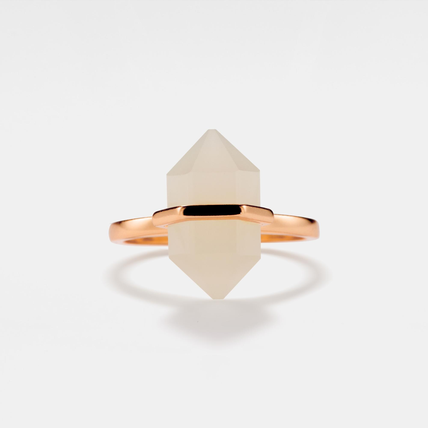 Natural Crystal Moonstone Ring in 925 Sterling Silver