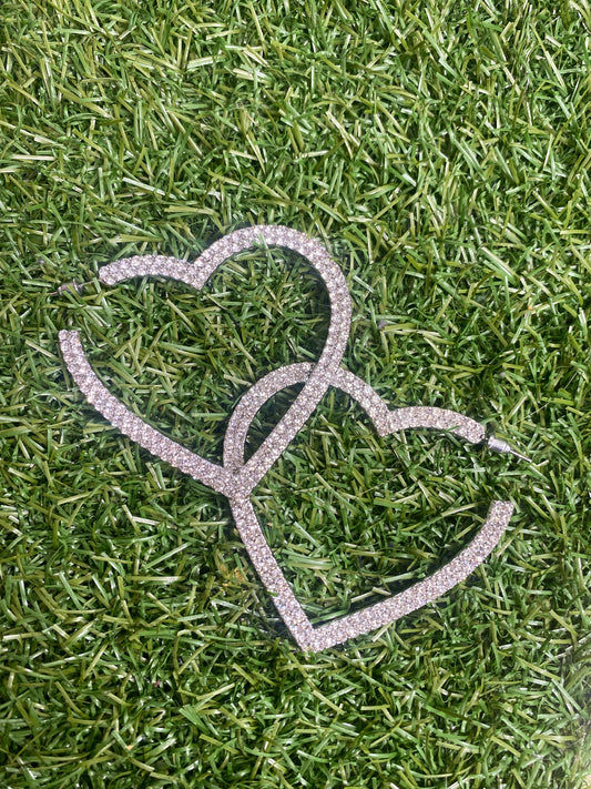 Diamond Heart Hoops