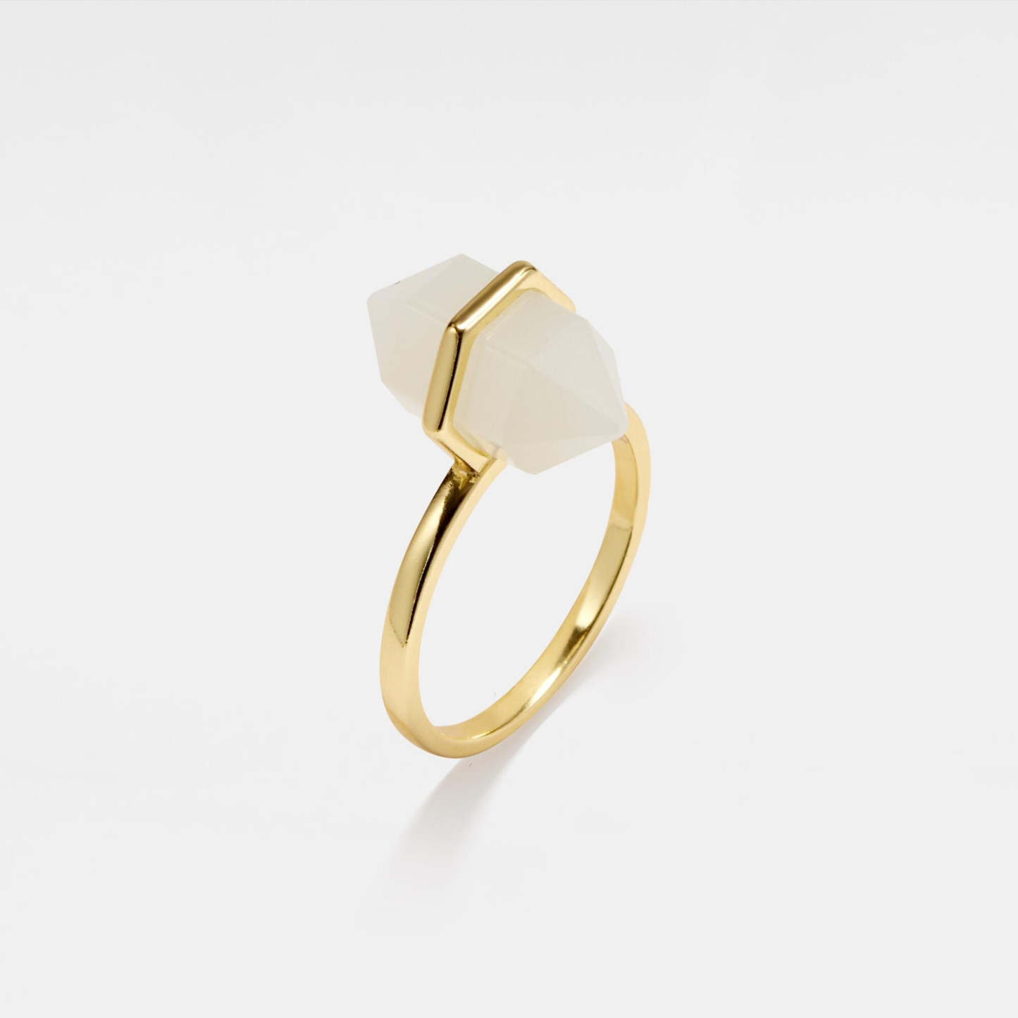 Natural Crystal Moonstone Ring in 925 Sterling Silver