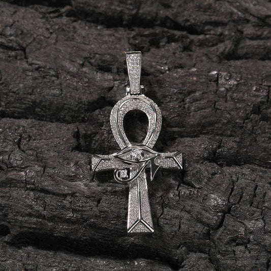 Eye Of Horus Ankh Cross Pendant Necklace in Solid Copper