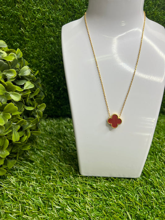 Red Single Clover Reversible Necklace
