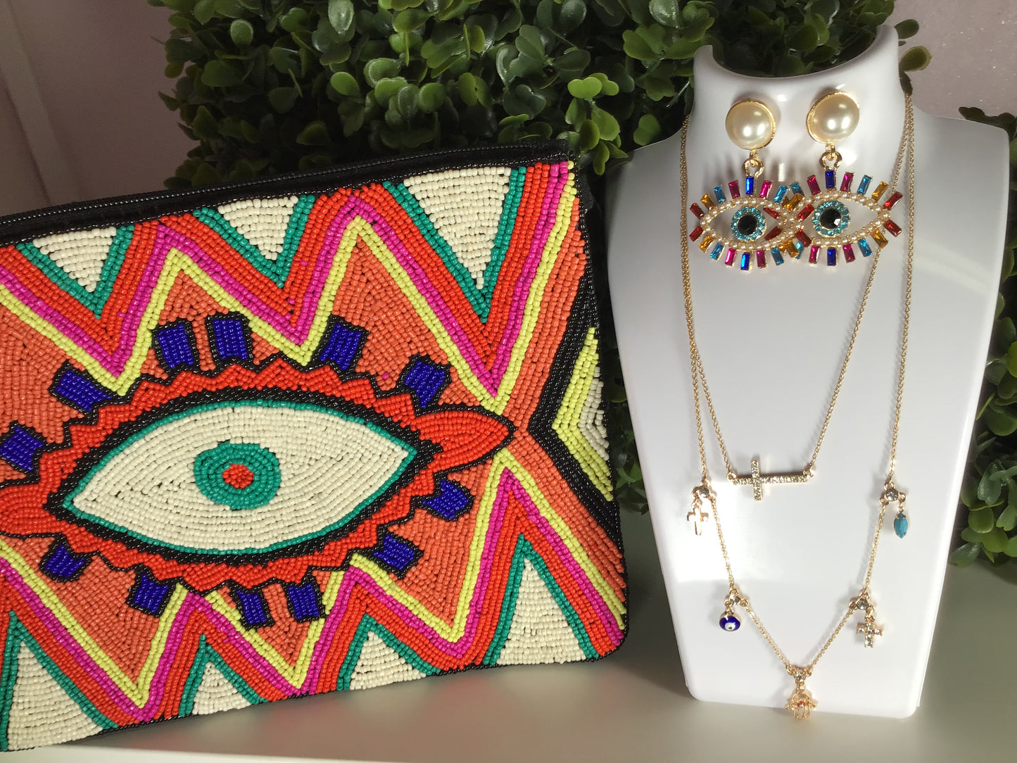 Rainbow Evil Eye Earrings