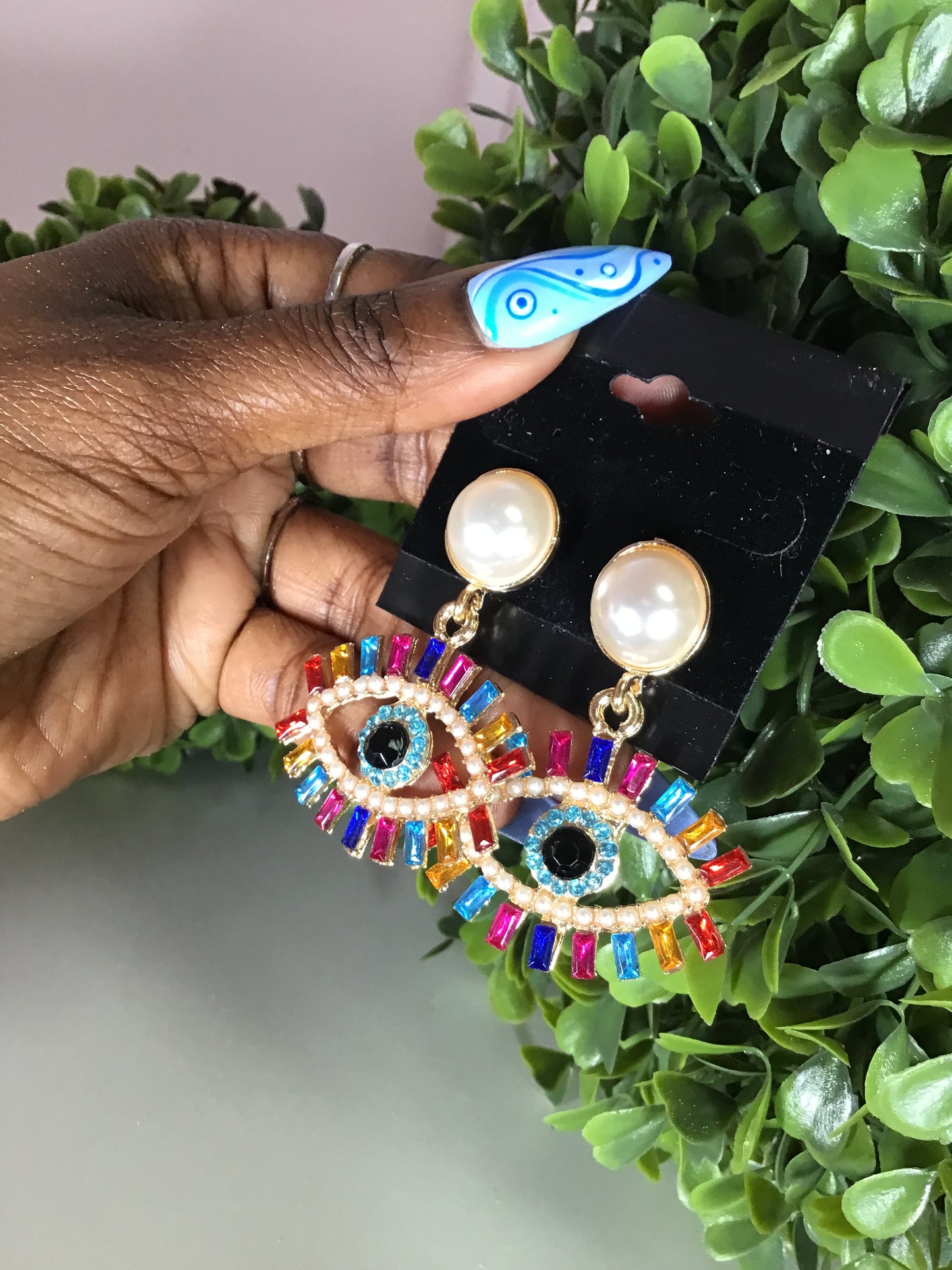 Rainbow Evil Eye Earrings